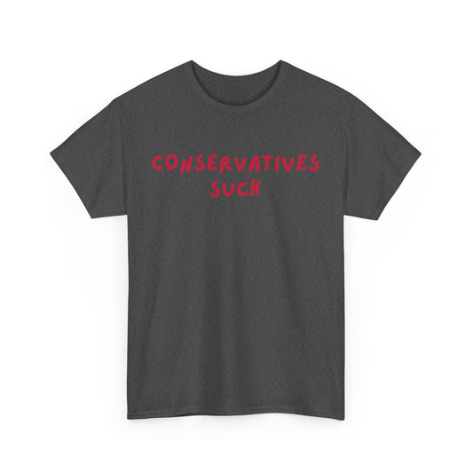 Conservative Sucks | Unisex Heavy Cotton Tee | Grey & Navy