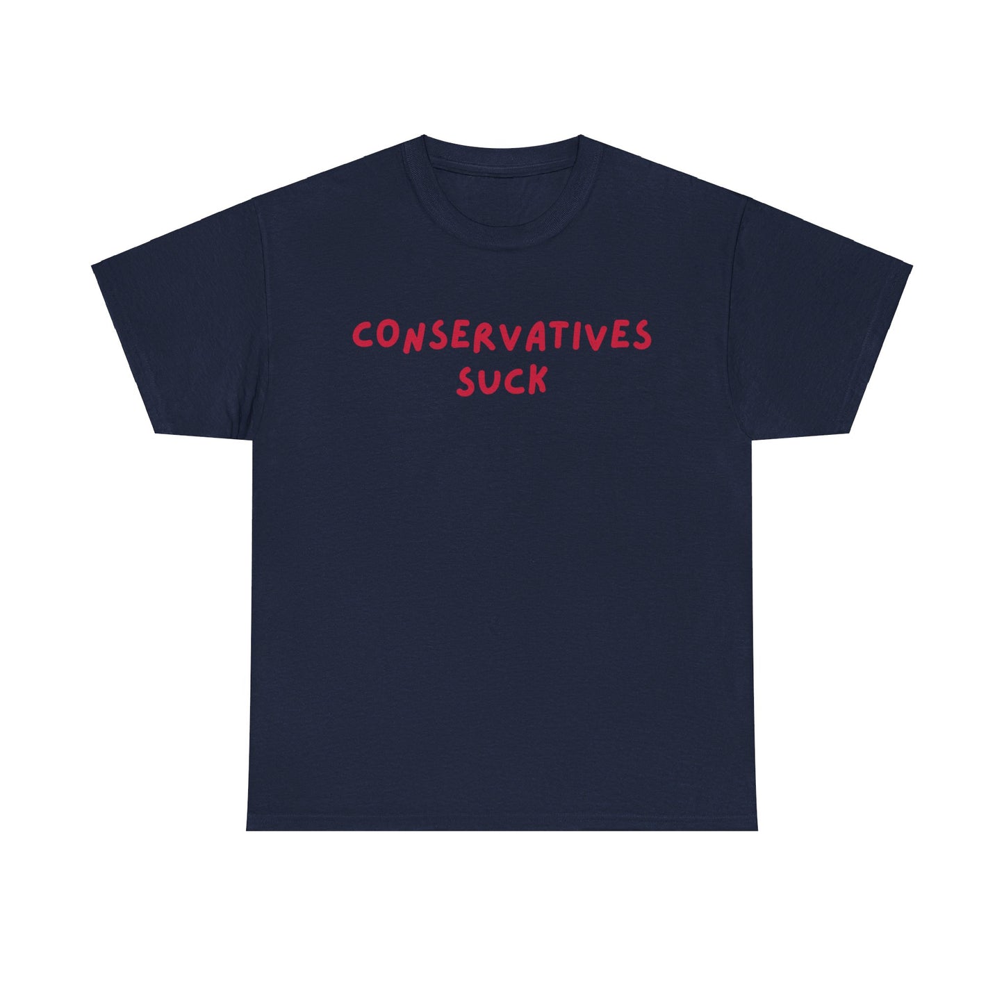 Conservative Sucks | Unisex Heavy Cotton Tee | Grey & Navy