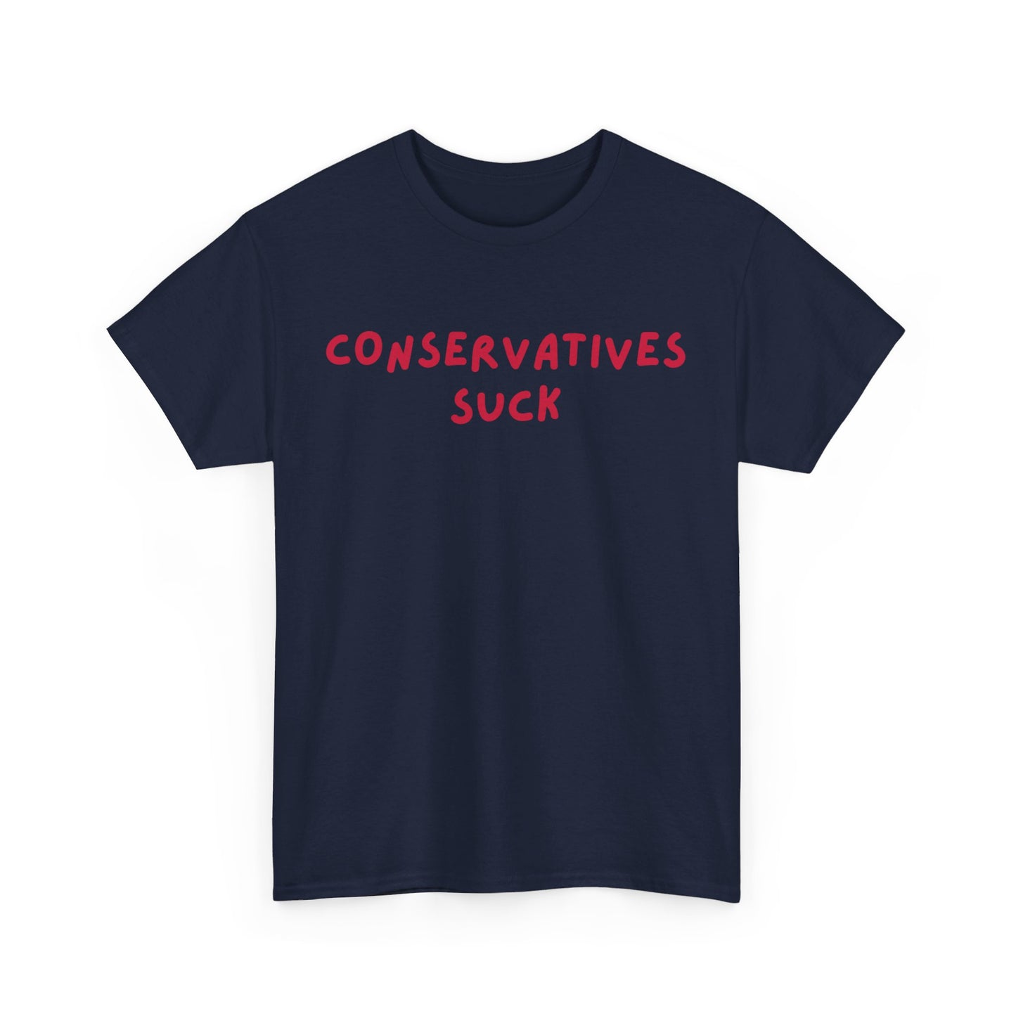 Conservative Sucks | Unisex Heavy Cotton Tee | Grey & Navy