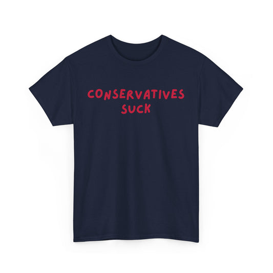 Conservative Sucks | Unisex Heavy Cotton Tee | Grey & Navy